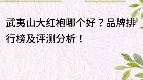 武夷山大红袍哪个好？品牌排行榜及评测分析！