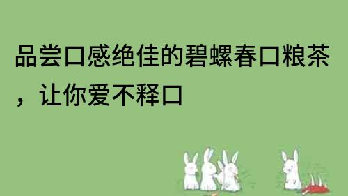 品尝口感绝佳的碧螺春口粮茶，让你爱不释口