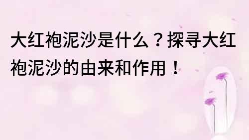 大红袍泥沙是什么？探寻大红袍泥沙的由来和作用！