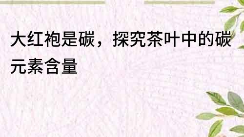 大红袍是碳，探究茶叶中的碳元素含量