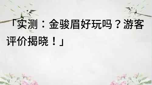 「实测：金骏眉好玩吗？游客评价揭晓！」