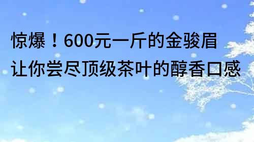 惊爆！600元一斤的金骏眉让你尝尽顶级茶叶的醇香口感