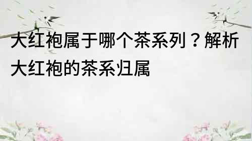 大红袍属于哪个茶系列？解析大红袍的茶系归属