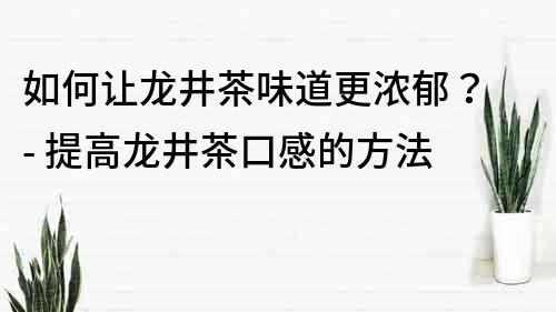 如何让龙井茶味道更浓郁？ - 提高龙井茶口感的方法