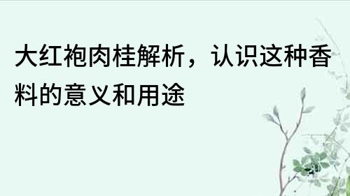 大红袍肉桂解析，认识这种香料的意义和用途