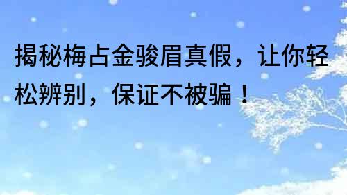 揭秘梅占金骏眉真假，让你轻松辨别，保证不被骗！