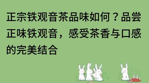 正宗铁观音茶品味如何？品尝正味铁观音，感受茶香与口感的完美结合