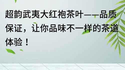 超韵武夷大红袍茶叶——品质保证，让你品味不一样的茶道体验！