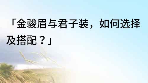 「金骏眉与君子装，如何选择及搭配？」