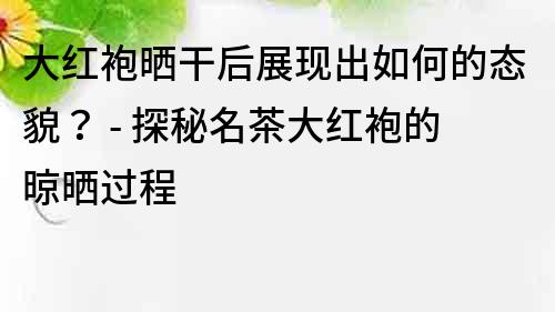 大红袍晒干后展现出如何的态貌？ - 探秘名茶大红袍的晾晒过程