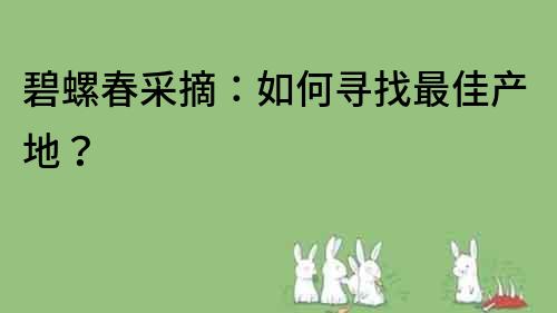 碧螺春采摘：如何寻找最佳产地？