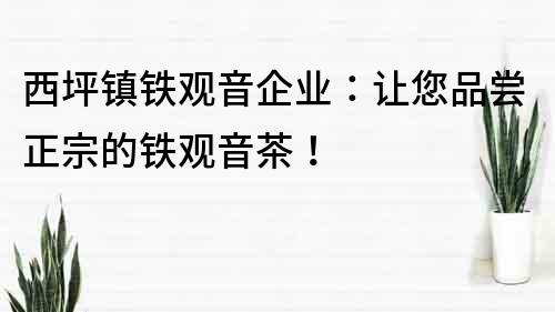 西坪镇铁观音企业：让您品尝正宗的铁观音茶！