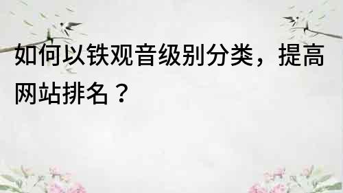 如何以铁观音级别分类，提高网站排名？