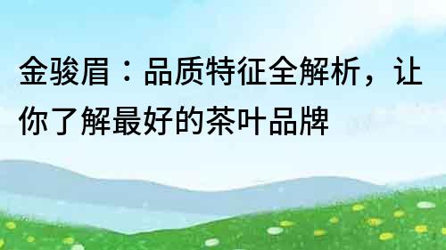 金骏眉：品质特征全解析，让你了解最好的茶叶品牌