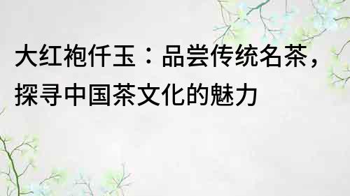 大红袍仟玉：品尝传统名茶，探寻中国茶文化的魅力