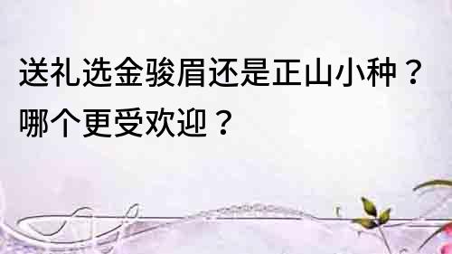 送礼选金骏眉还是正山小种？哪个更受欢迎？