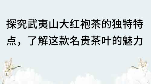 探究武夷山大红袍茶的独特特点，了解这款名贵茶叶的魅力