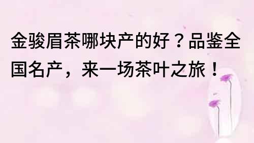 金骏眉茶哪块产的好？品鉴全国名产，来一场茶叶之旅！