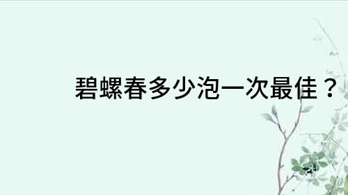 碧螺春多少泡一次最佳？