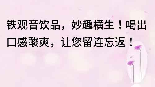 铁观音饮品，妙趣横生！喝出口感酸爽，让您留连忘返！