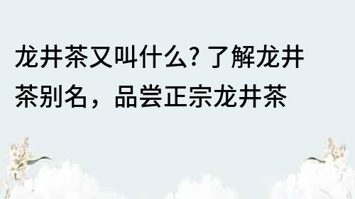 龙井茶又叫什么? 了解龙井茶别名，品尝正宗龙井茶