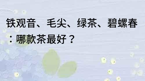 铁观音、毛尖、绿茶、碧螺春：哪款茶最好？