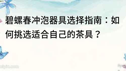 碧螺春冲泡器具选择指南：如何挑选适合自己的茶具？