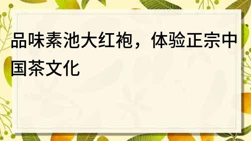 品味素池大红袍，体验正宗中国茶文化