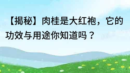 【揭秘】肉桂是大红袍，它的功效与用途你知道吗？