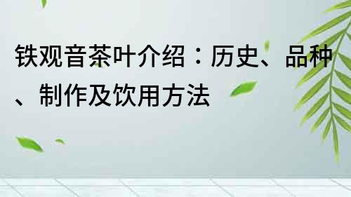 铁观音茶叶介绍：历史、品种、制作及饮用方法