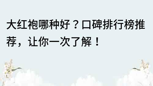 大红袍哪种好？口碑排行榜推荐，让你一次了解！