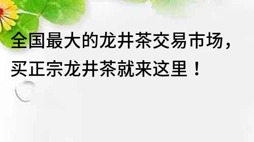 全国最大的龙井茶交易市场，买正宗龙井茶就来这里！