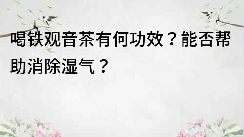 喝铁观音茶有何功效？能否帮助消除湿气？