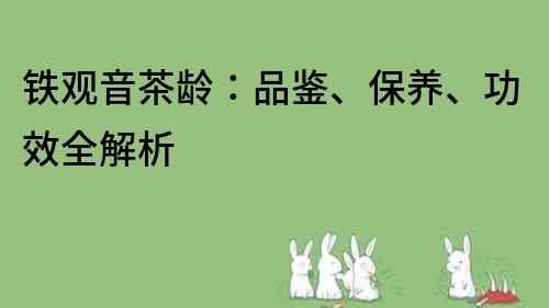 铁观音茶龄：品鉴、保养、功效全解析