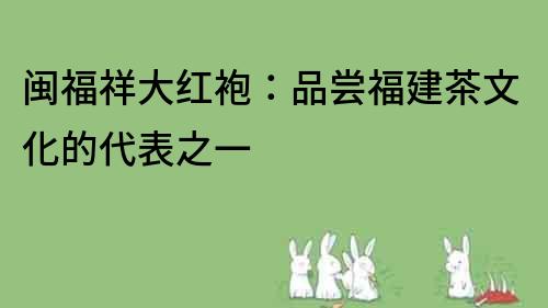 闽福祥大红袍：品尝福建茶文化的代表之一