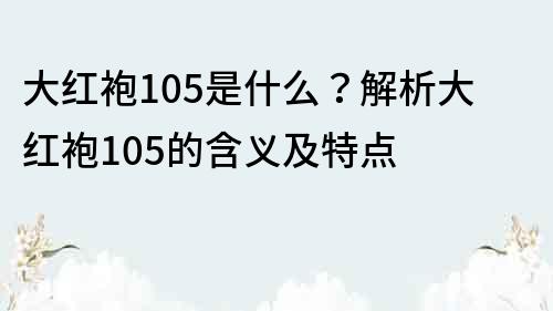 大红袍105是什么？解析大红袍105的含义及特点