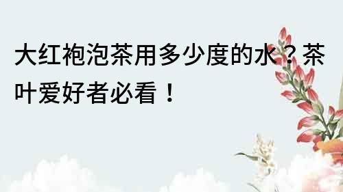 大红袍泡茶用多少度的水？茶叶爱好者必看！