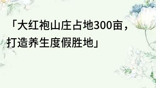 「大红袍山庄占地300亩，打造养生度假胜地」