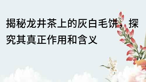 揭秘龙井茶上的灰白毛饼，探究其真正作用和含义