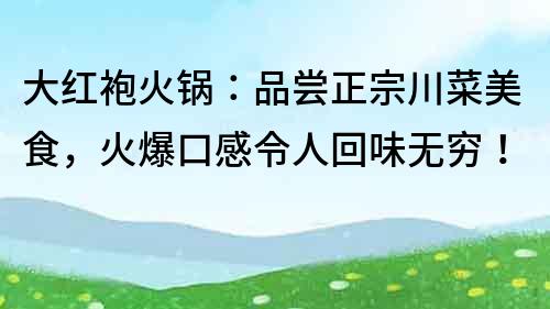 大红袍火锅：品尝正宗川菜美食，火爆口感令人回味无穷！