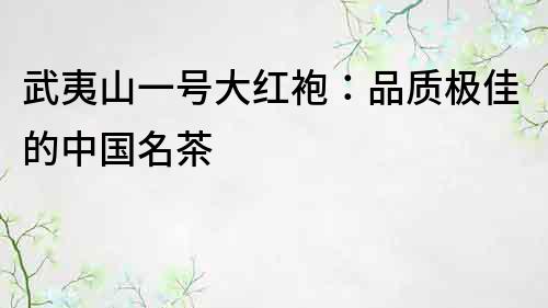 武夷山一号大红袍：品质极佳的中国名茶