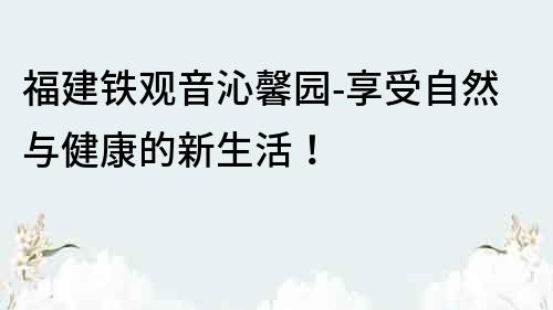 福建铁观音沁馨园-享受自然与健康的新生活！