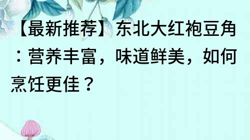 【最新推荐】东北大红袍豆角：营养丰富，味道鲜美，如何烹饪更佳？