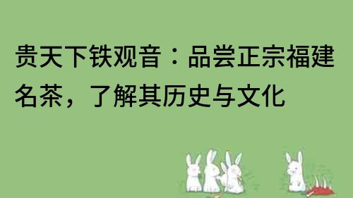 贵天下铁观音：品尝正宗福建名茶，了解其历史与文化