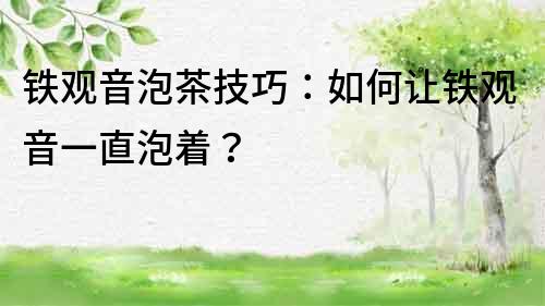 铁观音泡茶技巧：如何让铁观音一直泡着？