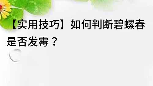 【实用技巧】如何判断碧螺春是否发霉？