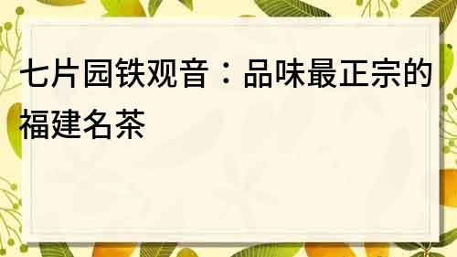 七片园铁观音：品味最正宗的福建名茶