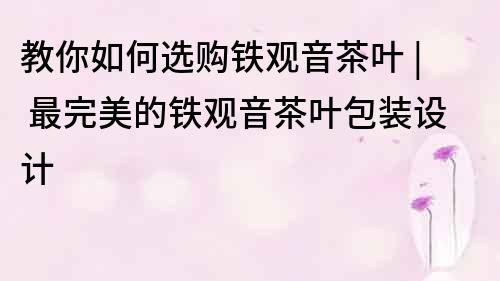 教你如何选购铁观音茶叶 | 最完美的铁观音茶叶包装设计