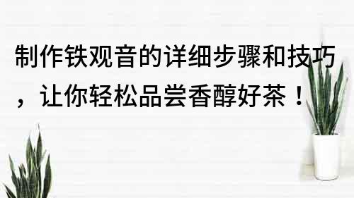 制作铁观音的详细步骤和技巧，让你轻松品尝香醇好茶！