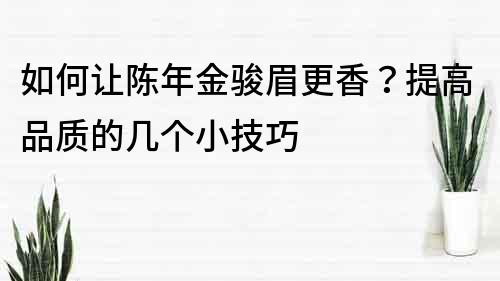 如何让陈年金骏眉更香？提高品质的几个小技巧